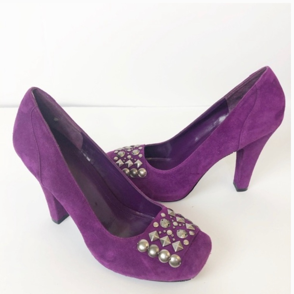 BCBGeneration Purple studded Galena Suede Heels